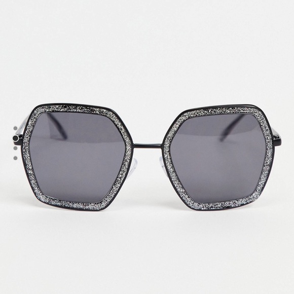 AJ MORGAN black hexagon sunglasses with glitter - Picture 4 of 11